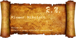 Riemer Nikolett névjegykártya